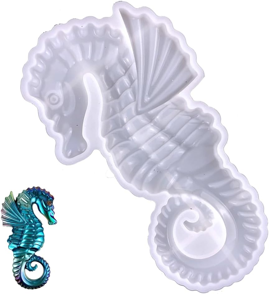 3D Seahorse Silicone Mold Large Animal Statue Making Epoxy Mould Silicone Seahorse Resin Molds for Gift Home Office Wall Hanging Decor