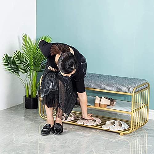 Banc à chaussures pour salon et entrée avec support de rangement horizontal - 4