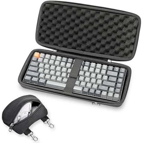 RAIACE Hard Keyboard Case, Hard Travel Storage Case for 84 Key Portable Keyboard, Compatible with Keychron K2, Logitech POP Keys Mechanical Keyboard. (Case Only)-Black Cover