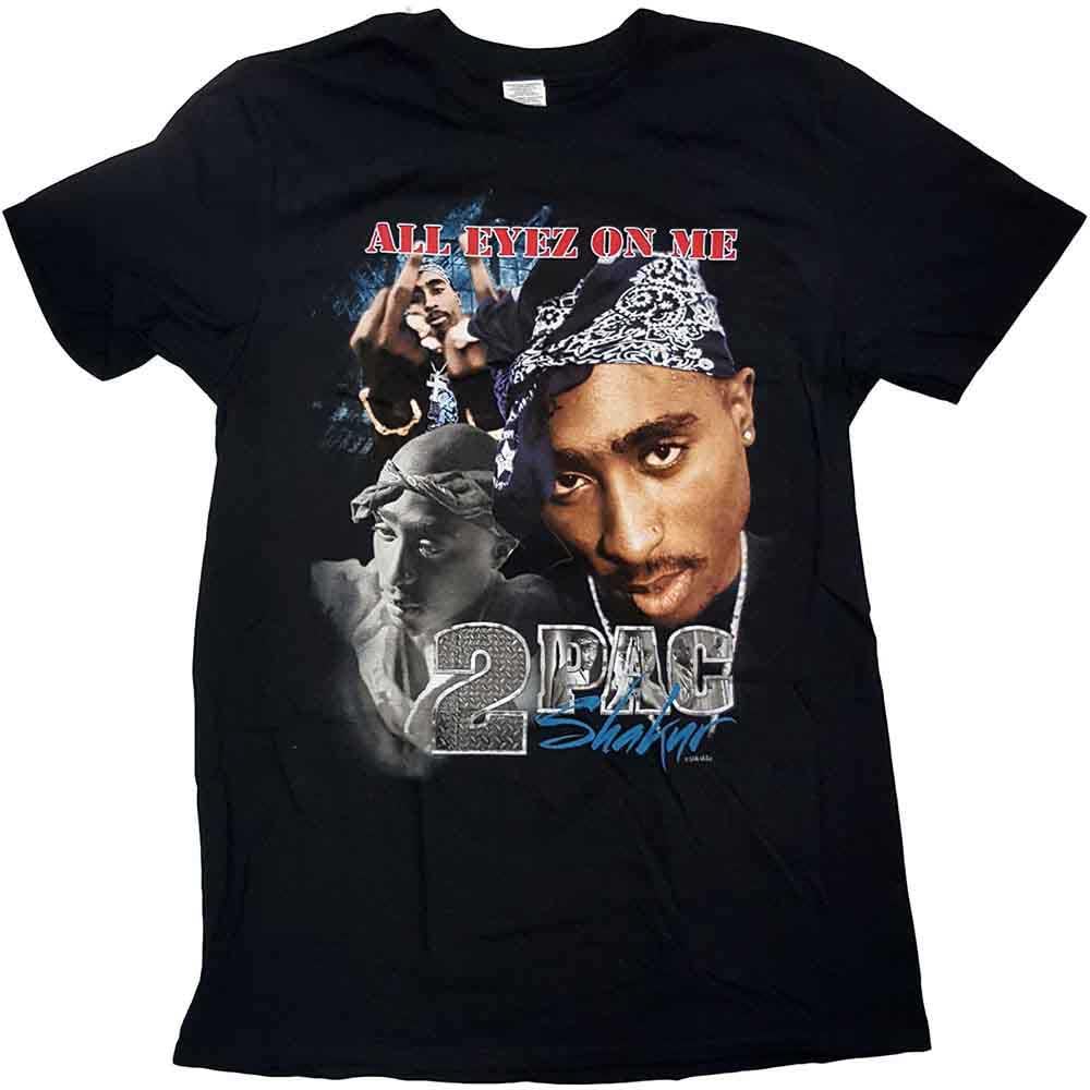 Rock Off Officially Licensed Products Men's Black Tupac 2Pac T Shirt All Eyez Homage Logo Official Xxl