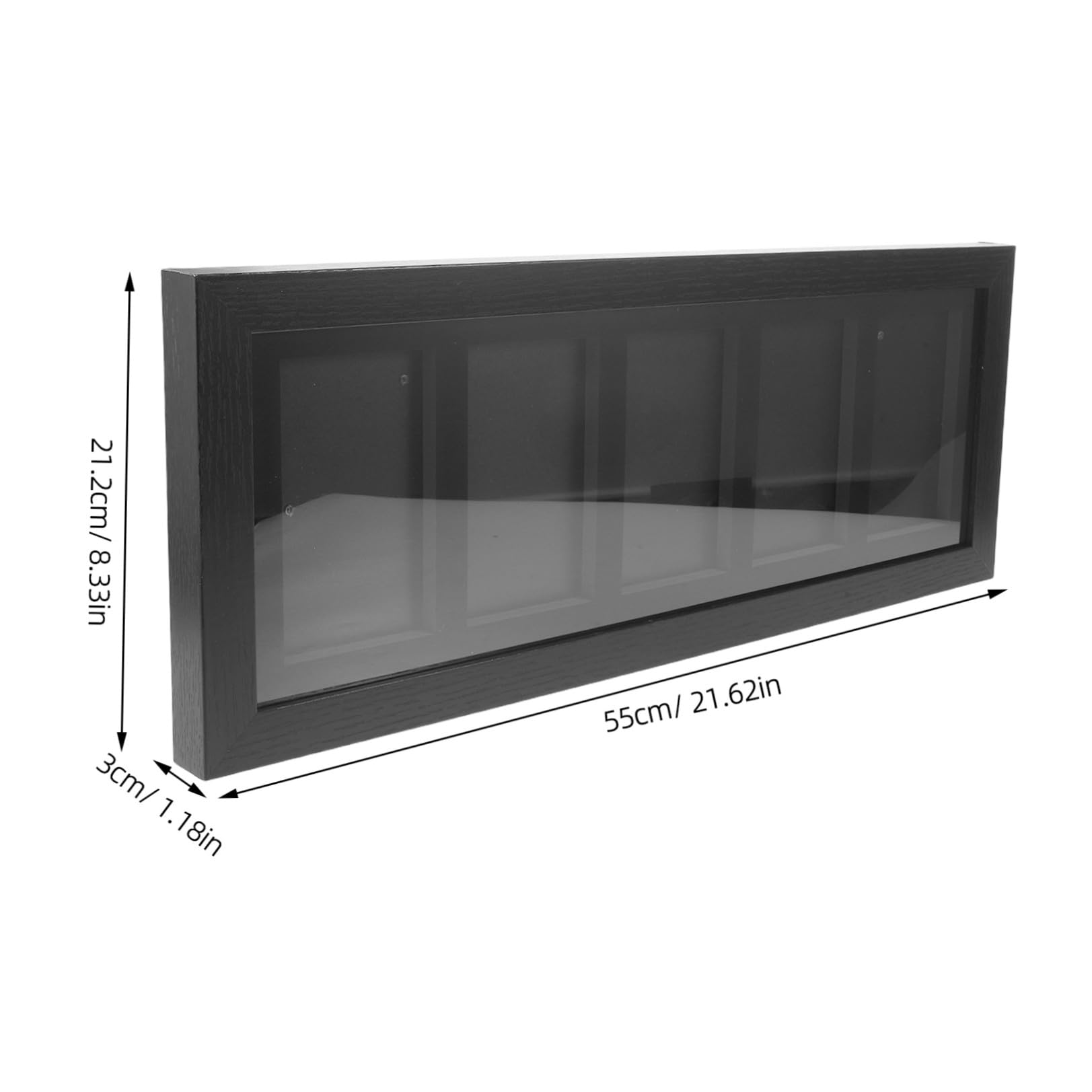Card Display Box con 5 Scomparti, Cornice per Carte Collezionabili, Fibra di Legno Nero, Soluzione Salvaspazio per Card Display Wall