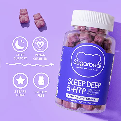 Sugarbear Sleep Aid Gummies For Adults With Melatonin 6Mg, Magnesium, L-Theanine, 5 Htp, Vitamin B6, Valerian Root, Lemon Balm, Passionflower - Vegan Chewable Sleep Supplement, Sleep Vitamins, 60 Ct #TOP1