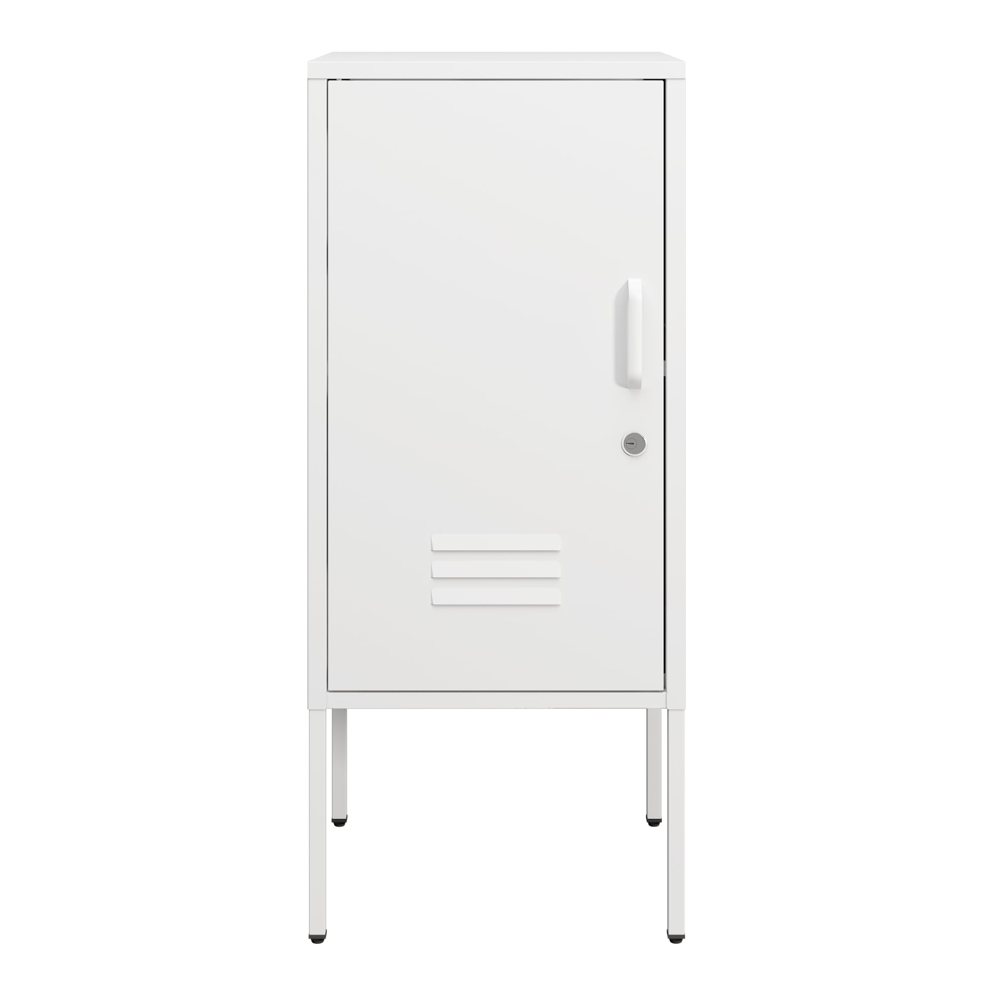 [en.casa] Table de Chevet Table de Nuit Commode Meuble de Rangement pour Chambre Salon Bureau Petit Armoire avec Compartiment de Rangement Acier 82 x 35 x 35 cm Blanc