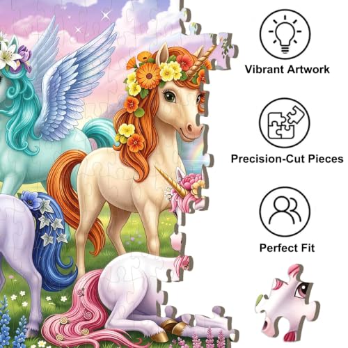 Rompecabezas para niños de 6 a 10 años, rompecabezas de castillo y unicornios de 200 piezas | Juguete educativo para aprendizaje, ideal como regalo de cumpleaños o festividad miniatura 3