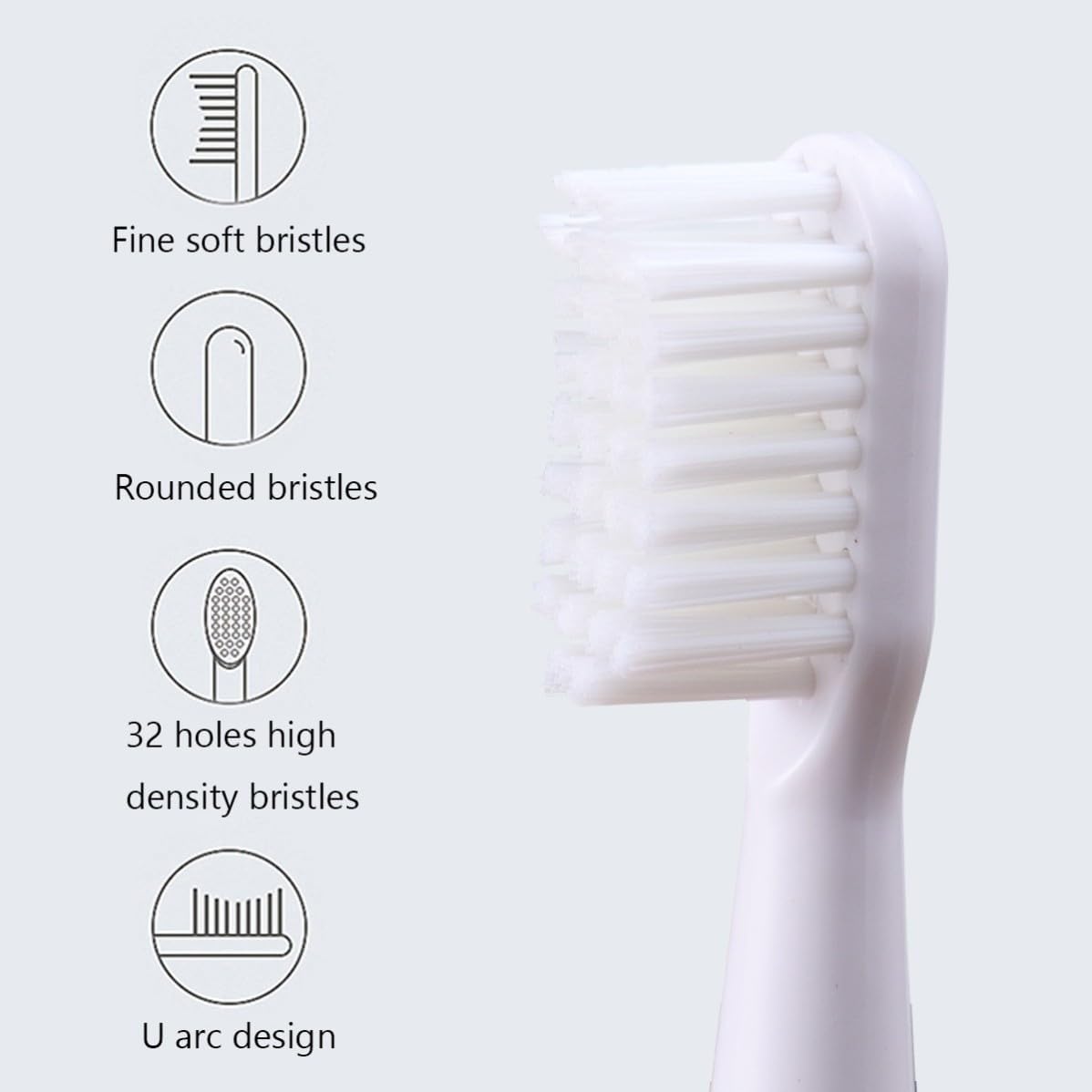 Smart Electric Toothbrush with 4 Brush Heads USB Rechargeable White
