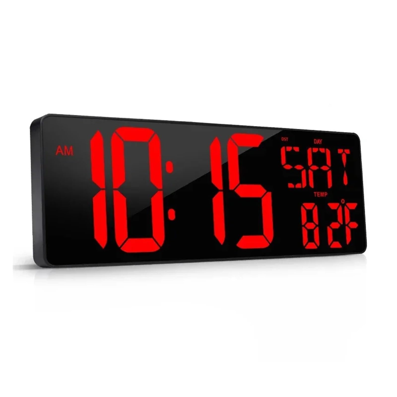 42 cm duży ekran LED cyfrowy zegar z wiecznym kalendarzem, jaość regulowana temperatura wyświetlacz daty tydzień budzik z RE(Red Black)