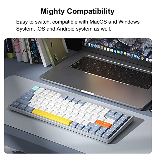 Teclado Mecânico Sem Fio 84 Teclas 2.4G+BT5.0+Tipo-C 3 Conexões 75% Teclados de Layout de Baixo Perf