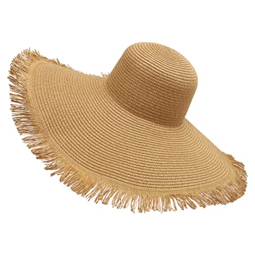 Chiyyak Sombrero para mujer, sombrero de paja para el sol, suave, plegable, ala ancha, sombrero de playa, sombrero de verano, UPF 50+ con cordón para vacaciones y playa, caqui Cover