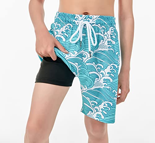 IRELIA 2 Pack Boys 2 in 1 Swim Trunks Boxer Brief Liner Compression Swimming Shorts Quick Dry Swimwear A0103 5-6 - image 3