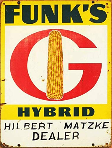 Tin Sign Funk's G Corn Hybrid Feed Seed Farm Barn Metal Sign Wall Plaque Bar Restaurant Home Decoration Retro Vintage Mural Size 8x12 Inches Poster
