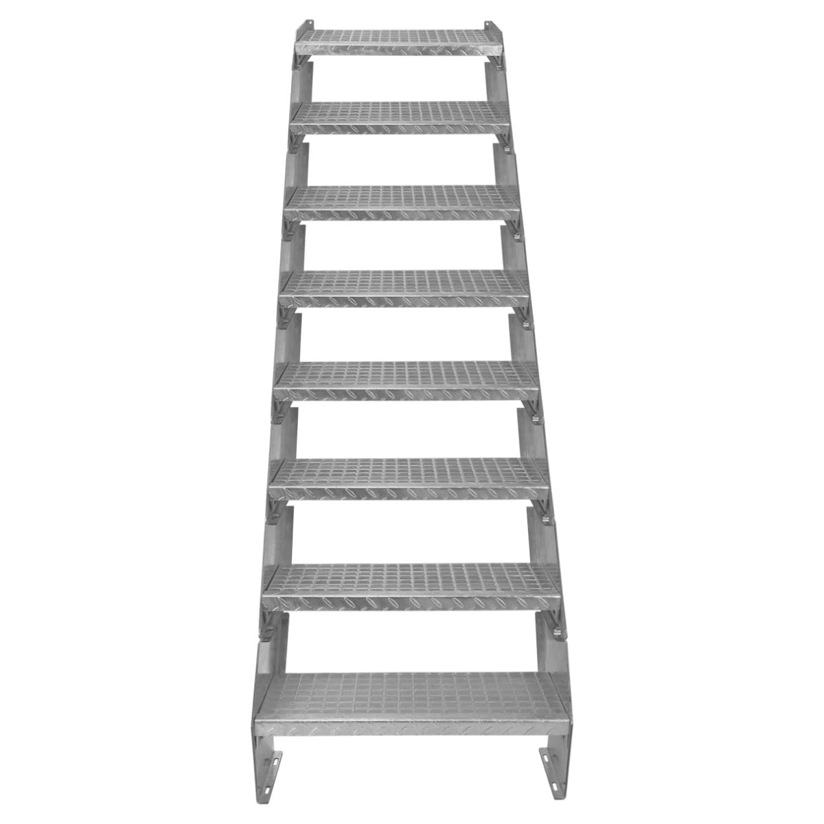 Escalera Metálica Ajustable - 8 escalones 600mm/60 cm ancho x 300mm/30cm alto | Acero Galvanizado | Peldaños impermeables | Pernos, arandelas y tuercas INCLUÍDOS | Ideal exterior