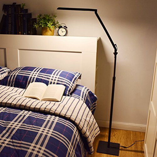 Preisvergleich Produktbild LED-Stehleuchte, Modernes einfaches Wohnzimmer Schlafzimmer Nachttischlampe Vertikale Klavierleuchten Schwarze Augenschutzlampe (Farbe : Schwarz)