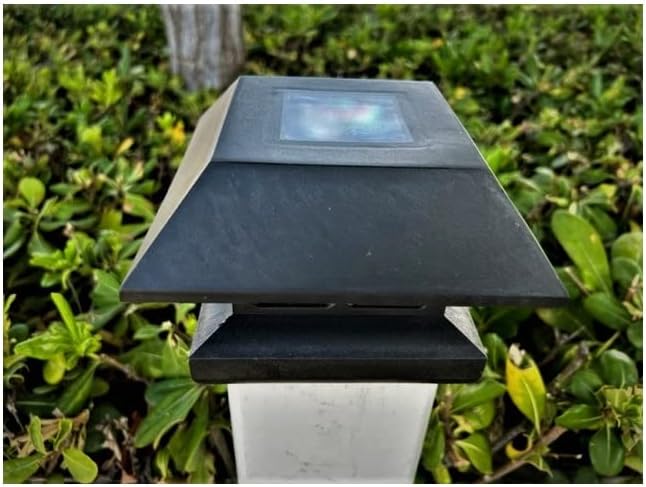 2-Pack Outdoor Black 4 x 4 Fence Post Cap Landscape Solar Lights with 5 LEDs