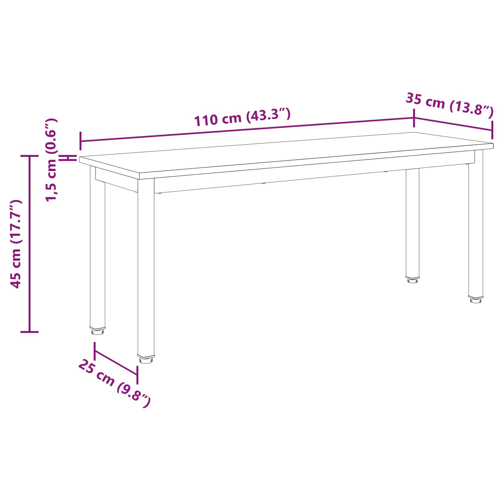 vidaXL Banco Roble Negro 110 x 35 x 45 cm Madera de ingeniería, Banco Rectangular Moderno, Mueble Funcional y Resistente para Sala, Asientos Elegantes de Madera