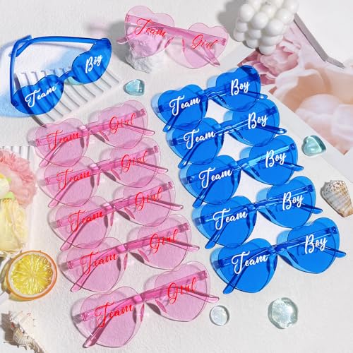 40 Pcs Gender Reveal Glasses Blue Pink Heart Sunglasses Bulk Team Boy or Girl Gender Reveal Party Favors Decor Glasses3