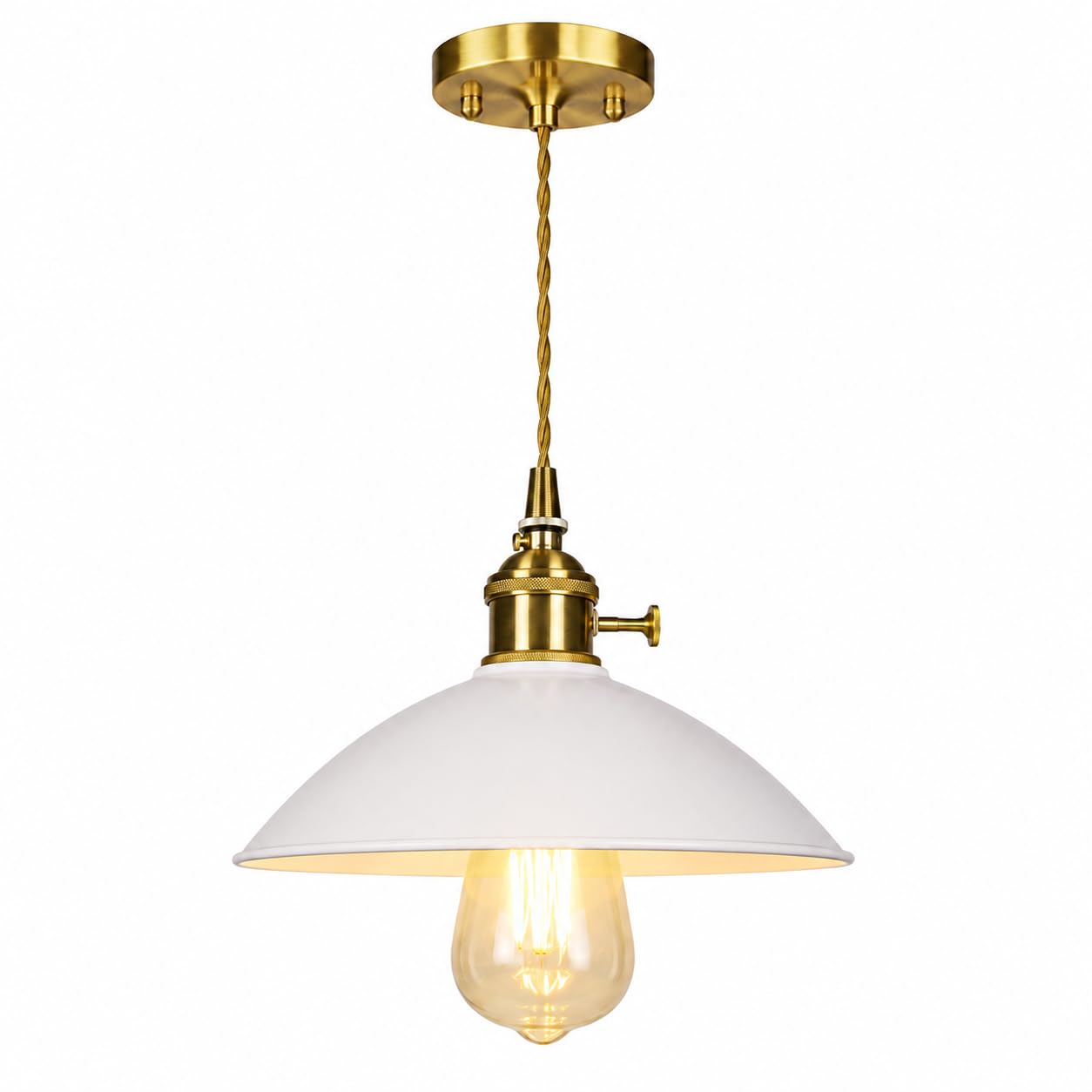 ESIYUVO Modern Pendant Light Fixture, Vintage Dome Hanging Lamp with Metal Shade and E27 Socket, Minimalist Ceiling Hanging Light for Kitchen Island, Dining Room, Bedroom