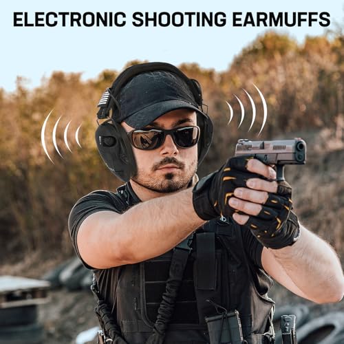 Electronic Ear Protection for Shooting with 5X Sound Amplification, Active Ear Protection for Gun Range, Gun Range Hearing Protection Muffs, NRR 26dB Noise Reduction Headphones for Hunting/Shooting