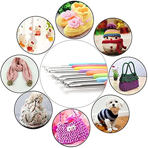 Image of VIRADHAM Crochet Hooks Set of 9 - Aluminum Crochet Needles with Soft Rubber Handles And Stitch Markers - Ergonomic Kit for Arthritic Hands - Comfortable Grip Yarn Craft Tools for All Skill Levels (9 Pcs Multicolor)