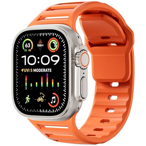 Bracelet Apple Watch silicone souple orange 42/44/45/49mm élégant et résistant