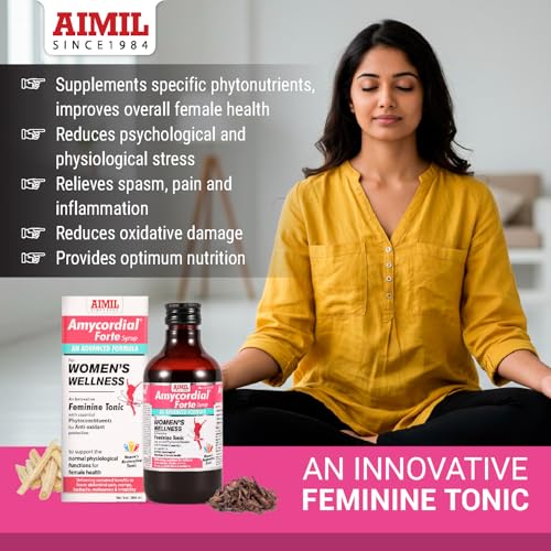 Image of AIMIL Amycordial Forte Syrup - 200ml | Ayurvedic Women Wellness & Feminine Herbal Tonic | Supports Nutritional Nourishment, Daily Energy, and Balanced Comfort (Pack of 1)