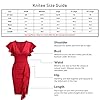 Knitee Women's Deep-V Neck Ruffle Sleeves Cocktail Party Pencil Slit Formal Dress (A-Black, Large)