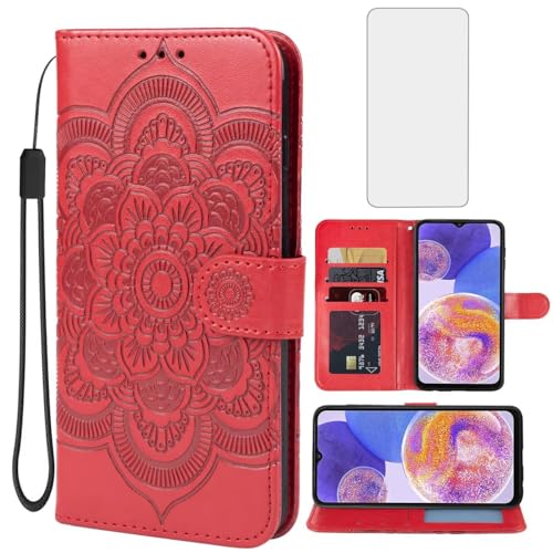 Coque Galaxy A23 rouge style mandala pour vos sorties quotidiennes