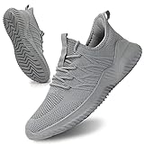 Socviis Mens Slip On Running Shoes Athletic Walking Trainers Lightweight Breathable Mesh Tennis Sneakers Grey
