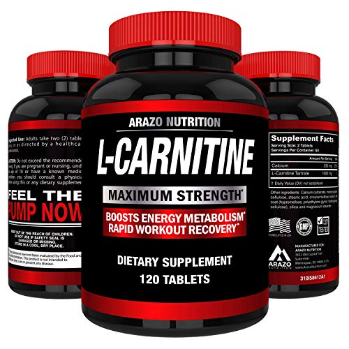 L-Carnitine 1000mg Servings 120 Tablets – Carnitine Amino Acid - Arazo Nutrition USA