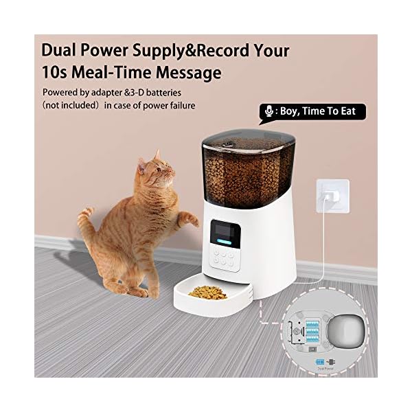 Automatic Cat Feeder, Automatic Dog Feeder, Pet Food Dispenser, 6 Liters Capacity/Voice Recorder/Programmable Timer/Dual Power/Button Control/1-6 Meals per Day for Medium Small Pet Puppy Kitten Automatic Cat Feeder, Automatic Dog Feeder, Pet Food Dispenser, 6 Liters Capacity/Voice Recorder/Programmable Timer/Dual Power/Button Control/1-6 Meals per Day for Medium Small Pet Puppy Kitten