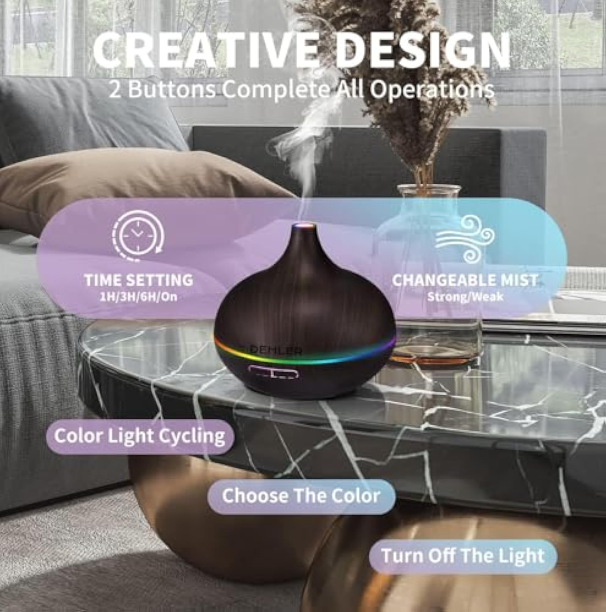 Cool Mist Ultrasonic Aromatherapy Diffuser with Timer Settings