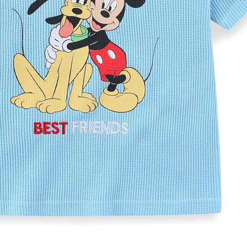 Image of Disney Lilo & Stitch Mickey Mouse Boys Waffle Knit Short Sleeve Shirt and Short Set for Infant Toddler and Big Kids