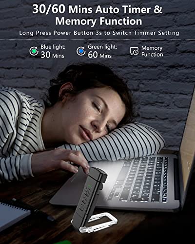 Agearsuk Book Light With Timer, Usb Rechargeable Reading Light With Memory Function, 1.4 Oz Ultralight Clip-On Bookmark Light, 3 Colors & 5 Brightness, 500 Mah Up To 80+Hrs, Perfect For Bookworms #TOP5