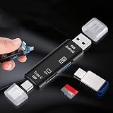 USB Card Reader, Type-C and USB-A Dual Interface, TF/SD Memory Card Reader, Black (Black)