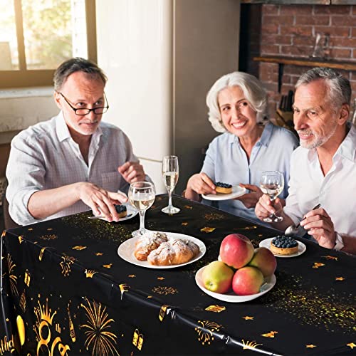 Remagr 3 Pack 80Th Happy Birthday Tablecloth Disposable Plastic 80Th Birthday Table Cover Rectangular Black And Gold Table Cloths For Parties Decoration Supply For Men Women Birthday, 54X108 ''(80Th) #TOP6