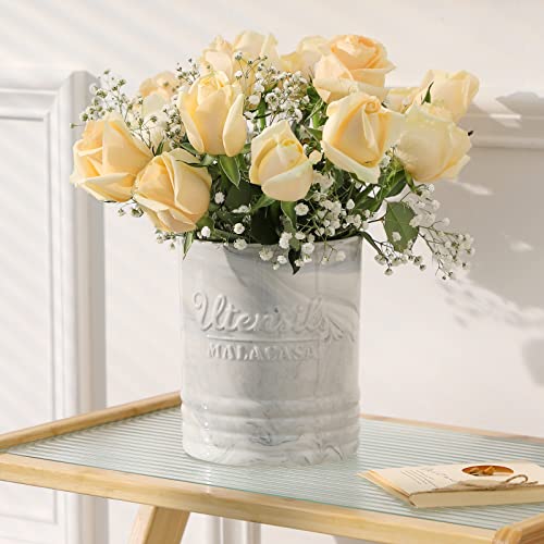 Malacasa Kitchen Utensil Holder, 7.2'' Large Cooking Utensils Holder For Kitchen Counter, Ceramic Utensil Crocks Utensil Organizer For Countertop, Farmhouse Kitchen Decor, Series Reg #TOP5