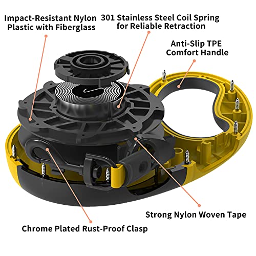 Upgraded Retractable Dog Leash, Heavy Duty Pet Walking Leash With Anti-Slip Handle, 16Ft Strong Nylon Tape For Small Medium Dogs Up To 66Lbs, One Button Lock & Release, Yellow M #TOP3