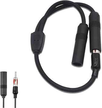 1 PC Car Radio Extension Antenna, Y-Type One Male to Two Female Plug-and-Play Car FM Antenna Adapter Cable, Replacement Connection Accessories, Suitable for Most Cars, Trucks, SUVs Black