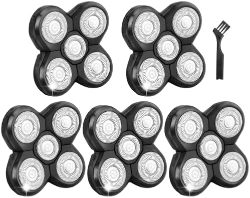 5 Pack Replacement Blades for Freebird Head Shaver | 5-Blade Electric Razor Refills for Bald Men Freedom Grooming + 1 Cleaning Brush