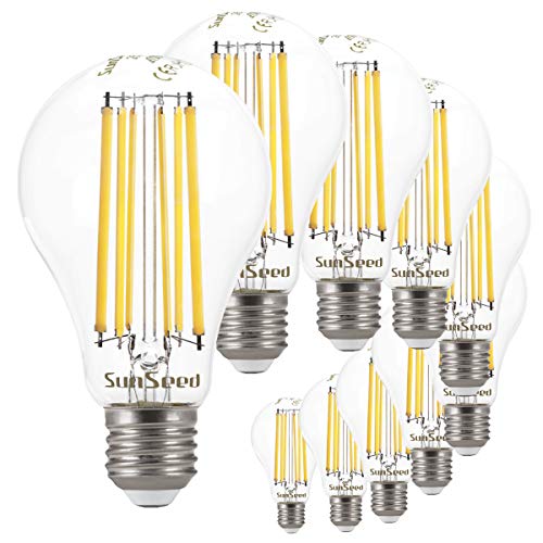 SUNSEED 10 X E27 13W (Equivalent to 115W) Sapphire Filament LED GLS Light Bulb A66 Neutral White 4000K, Pack of 10