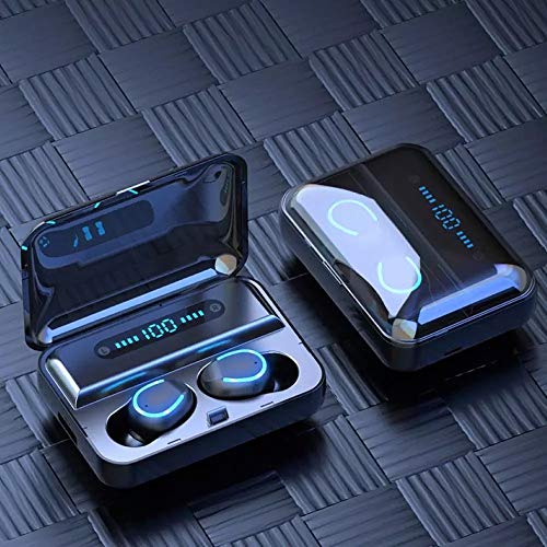 Wireless Headphones, Bluetooth 5.0 Wireless Earbuds 156H Playtime Deep Bass Hi-Fi Stereo Sound in-Ear Bluetooth Earphones with Mic, IPX7 Waterproof, Smart LCD Digital Display Charging Case (Black)