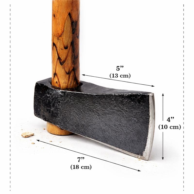 Image of Idol Heavy Duty 2 KG Axe with Bamboo Handle | Kulhadi for Tree Cutting, Gardening & Agricultural Use | Tempered Iron Blade | Durable Wooden Handle Axe