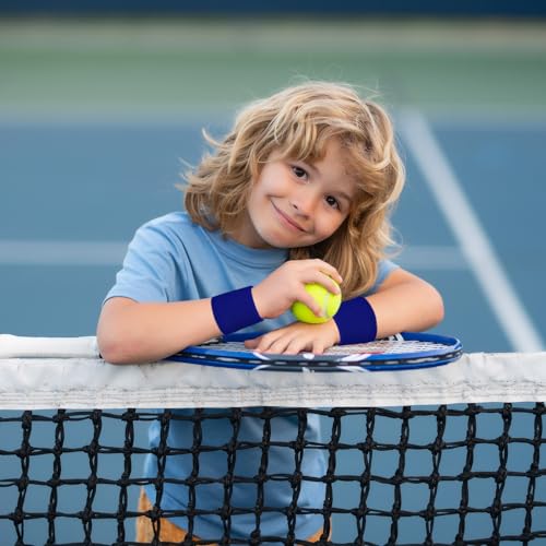 Image of Bememo 12 Pack Wristbands Sweatband for Women Men, Neon Colored Sport Wrist Bands, Tennis Football Basketball Sweatbands, Moisture Wicking Arm Bands for Working Out