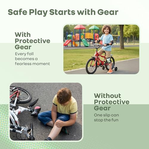 Image of R for Rabbit Safe Play Protector Pads for Kids Knee Elbow Wrist Guards Lightweight Adjustable for Cycling Skating & Other Sports PP Shell EVA Soft Liners Material Pads Age 6-12 Years Babies (Green)