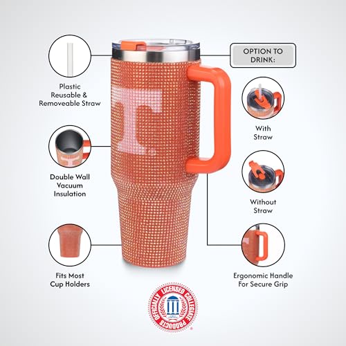 Image of The Memory Company Officially Licensed 40oz TC Bling Game Day Tumbler with Vintage Logo, University of Tennessee