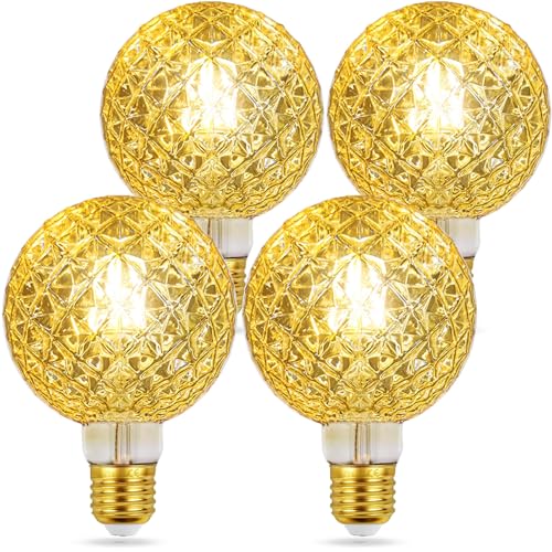 EAVOLUSON Ampoule E27 Vintage Dimmable, Ampoule E27 Decorative Surface en forme de diamant LED Filament Lumière Douce 4W 2700K 400LM Edison Décorative...