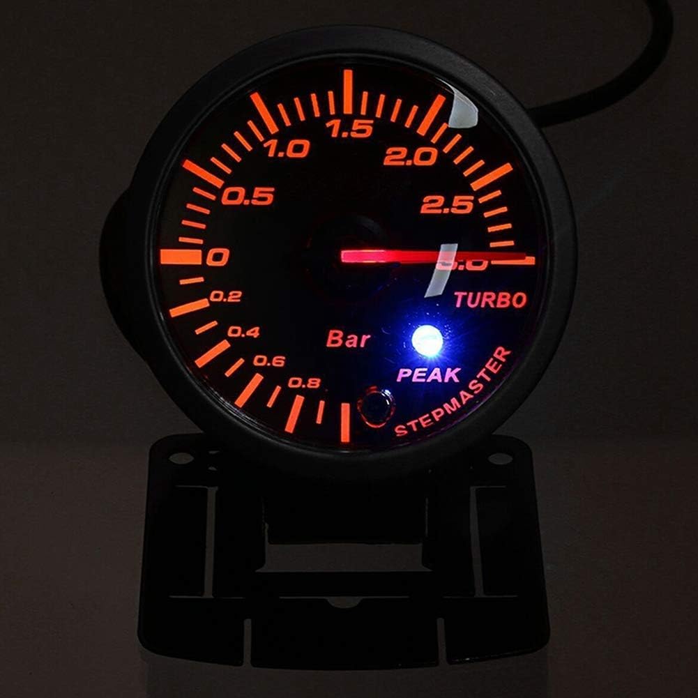 Aramox Manomètre Turbo Boost, 60mm 3.0 Bar LED, 12V DC, Universel pour Véhicules Modifiés, Blanc et Rouge, ABS et Aluminium