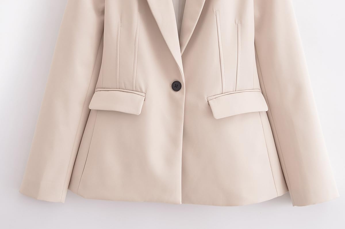 FUNSEED Blazers for Women, Business Casual for Work Professional, Long Sleeve Lightweight Solid Color Coat