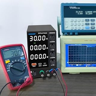 NANKADF Alimentatore da Banco 30V 10A, Alimentatore Regolabile con Porta di Ricarica Rapida USB-A/tipo C, Display a 4 LED ad alta Precisione, Alimentatore da Laboratorio con Manopola Encoder