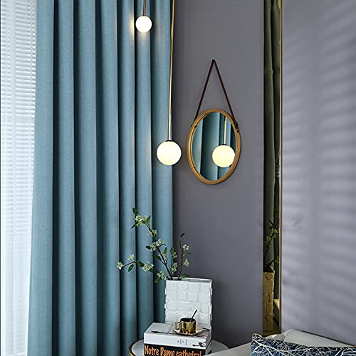 Cotton Linen Blue Blackout Curtain Stripes Pencil Pleat Curtains 2 Panels for Kitchen Bedroom Livingroom Kids Room,W170xL190cm - Image 3
