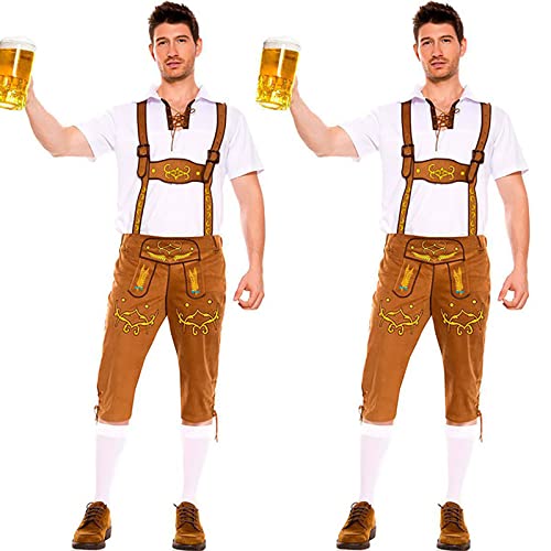 Heren Lederhosen Kostuums Traditionele Duitse Beierse Oktoberfest Outfits Cosplay Party Outfit Fancy Dress - Afbeelding 3